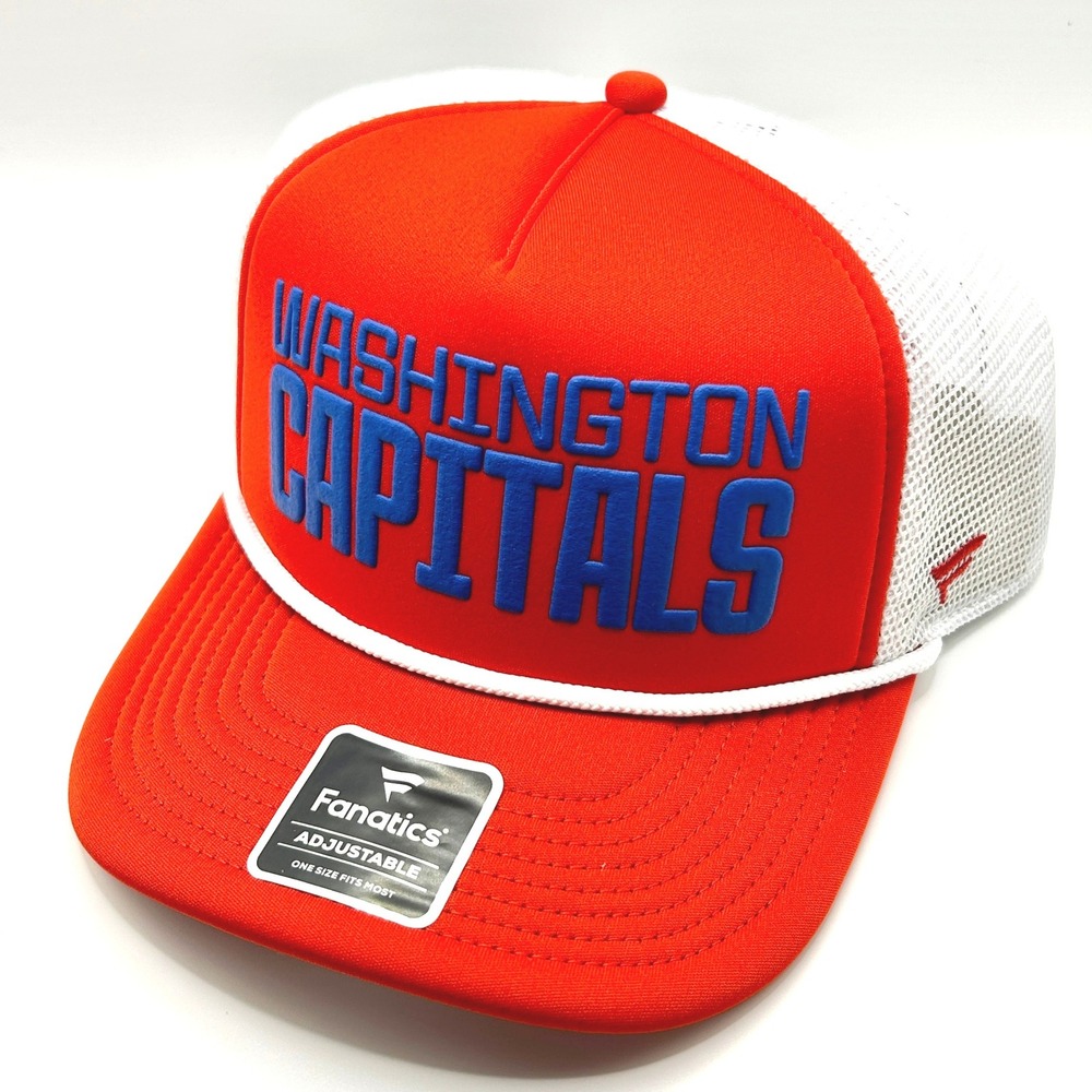 Washington Capitals Fanatics Hat OS Red White Trucker Snapback NHL Hockey Fan